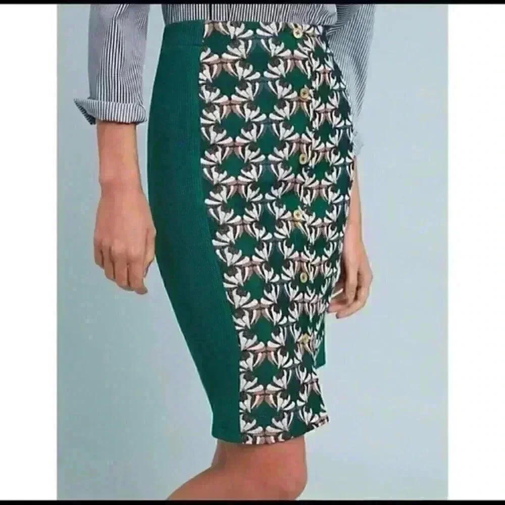 Anthropologie Embroidered Pencil Skirt